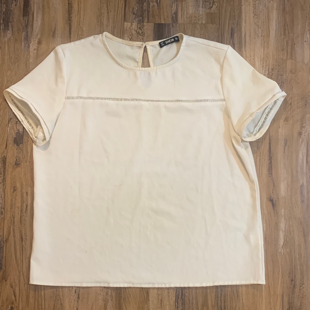 EUC SHEIN cream blouse. Back button with keyhole. Large. BUNDLE